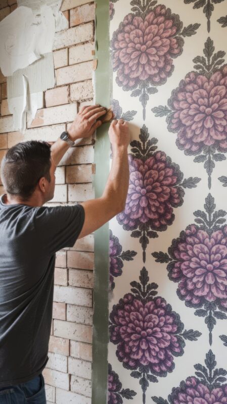 worker-install-wallpaper-wall-home-restoration-concept-man-glues-wallpaper-wall-vertical